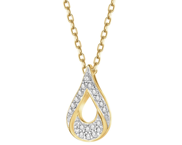 Zawieszka z żółtego złota z diamentami - 0,08 ct - próba 585