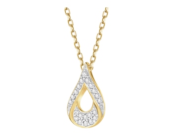 Zawieszka z żółtego złota z diamentami - 0,08 ct - próba 585