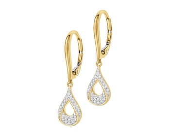 Kolczyki z żółtego złota z diamentami - 0,15 ct - próba 585