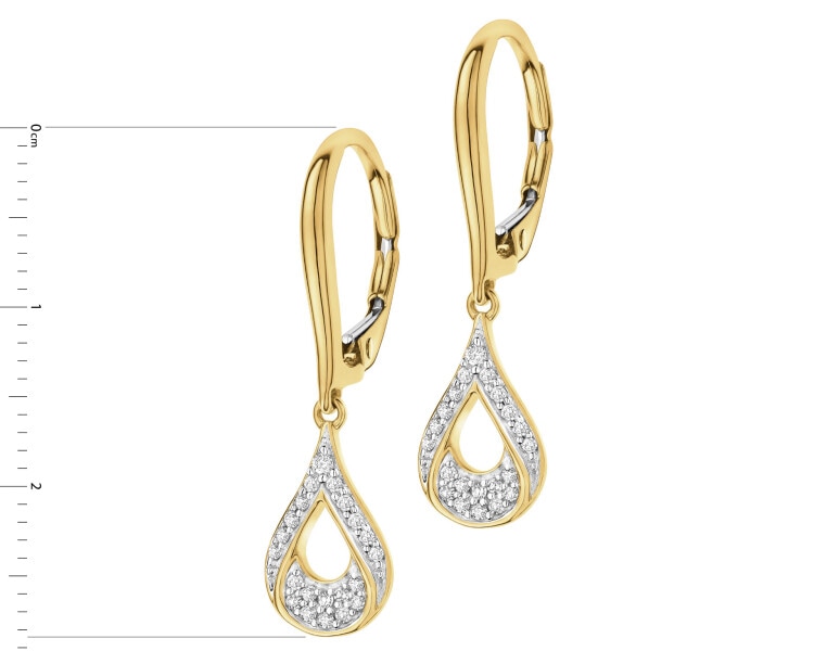 Zlaté náušnice s diamanty - 0,15 ct - ryzost 585