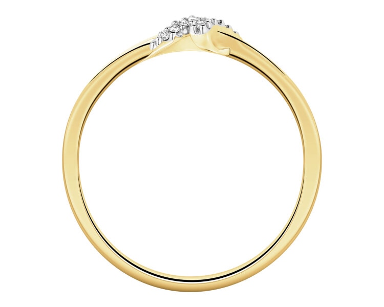 Pierścionek z żółtego złota z brylantami - 0,04 ct - próba 585