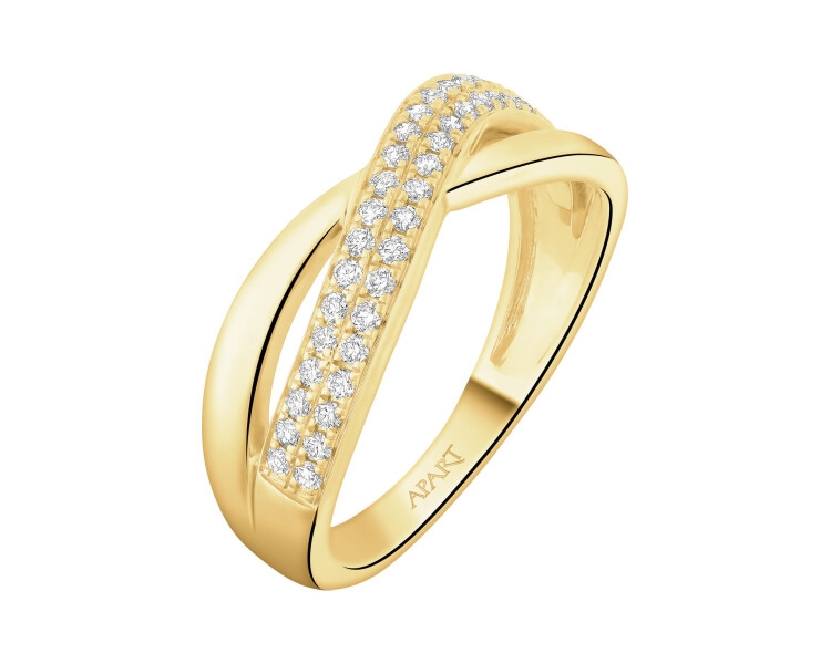 Pierścionek z żółtego złota z brylantami - 0,24 ct - próba 585