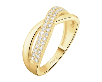 Pierścionek z żółtego złota z brylantami - 0,24 ct - próba 585