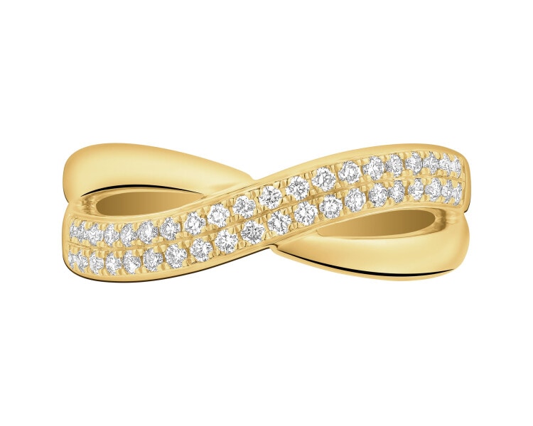 Pierścionek z żółtego złota z brylantami - 0,24 ct - próba 585