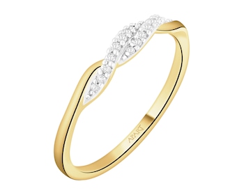 Pierścionek z żółtego złota z diamentami - 0,06 ct - próba 585