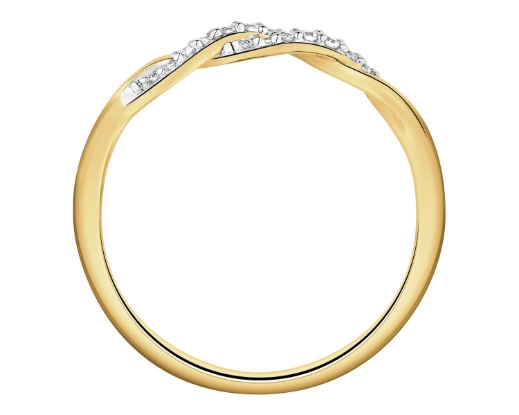 Pierścionek z żółtego złota z diamentami - 0,06 ct - próba 585