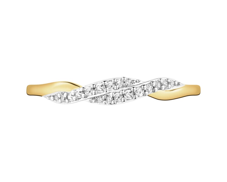 Pierścionek z żółtego złota z diamentami - 0,06 ct - próba 585