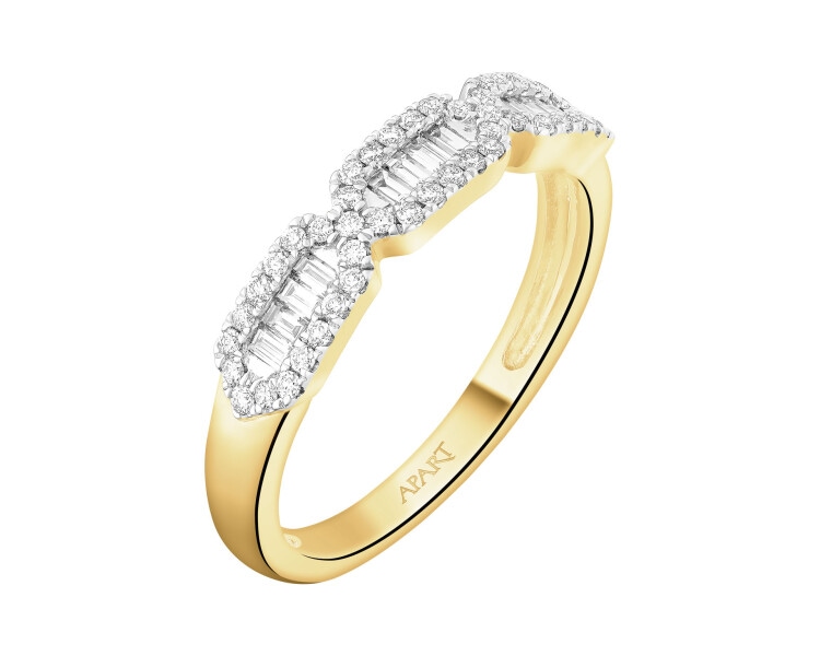 Pierścionek z żółtego złota z diamentami - 0,28 ct - próba 585
