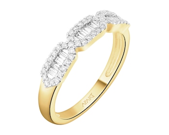 Pierścionek z żółtego złota z diamentami - 0,28 ct - próba 585