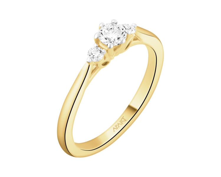 Pierścionek z żółtego złota z brylantami - 0,31 ct - próba 585