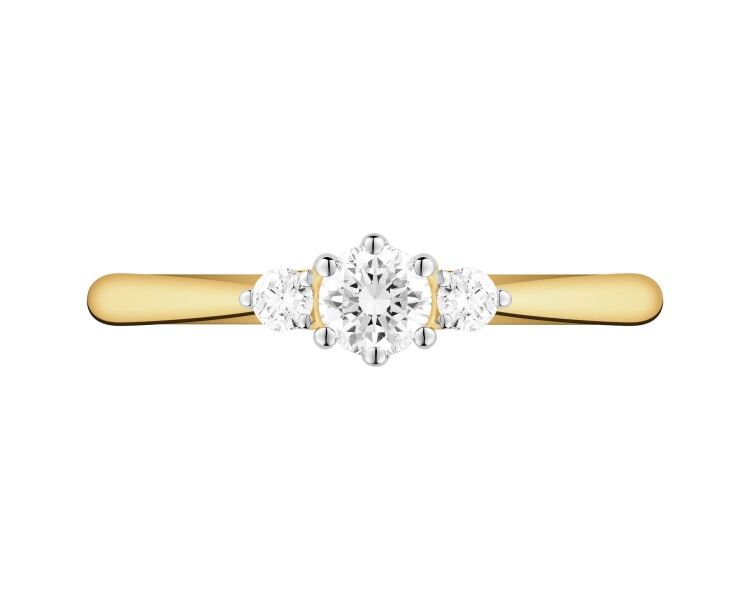 Pierścionek z żółtego złota z brylantami - 0,31 ct - próba 585