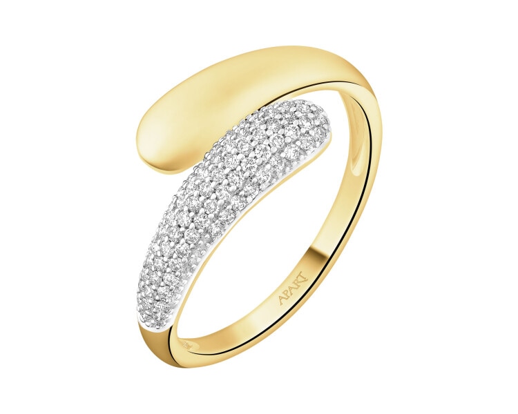 Pierścionek z żółtego złota z brylantami - 0,19 ct - próba 585