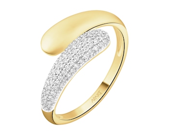 Pierścionek z żółtego złota z brylantami - 0,19 ct - próba 585