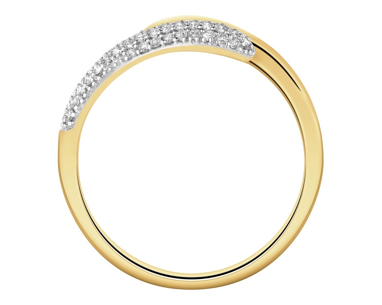 Pierścionek z żółtego złota z brylantami - 0,19 ct - próba 585