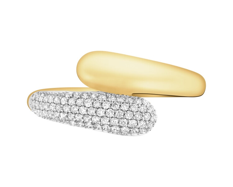Pierścionek z żółtego złota z brylantami - 0,19 ct - próba 585