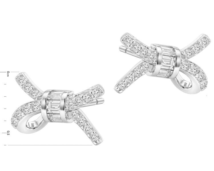 Kolczyki srebrne z cyrkoniami - kokardki