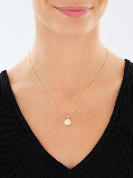 8 K Rhodium-Plated Yellow Gold Pendant with Cubic Zirconia