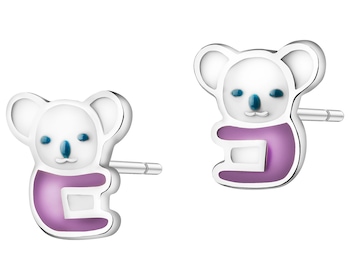 Kolczyki srebrne z emalią - misie koala