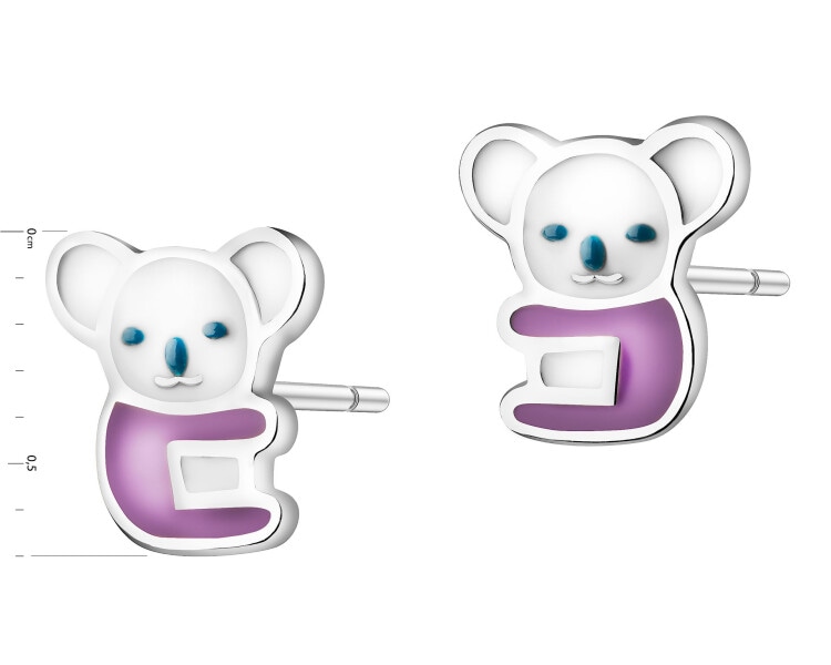 Stříbrné náušnice se smaltem - medvídci koala