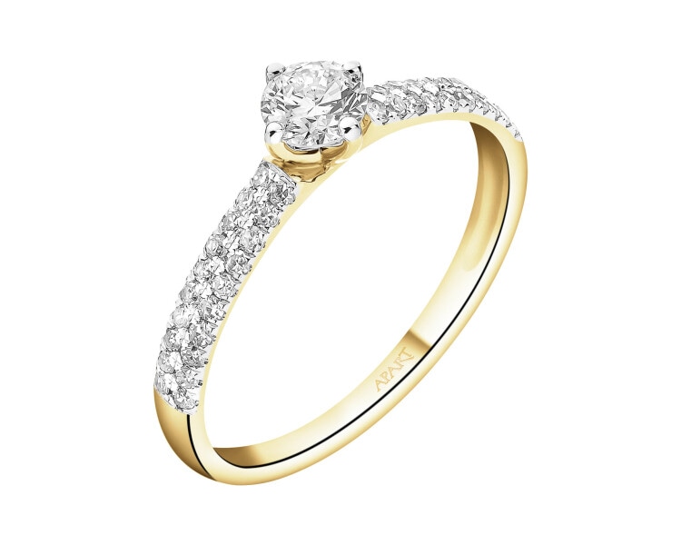 Pierścionek z żółtego złota z diamentami - 0,52 ct - próba 585