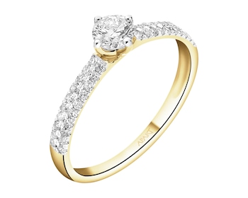 Pierścionek z żółtego złota z diamentami - 0,52 ct - próba 585