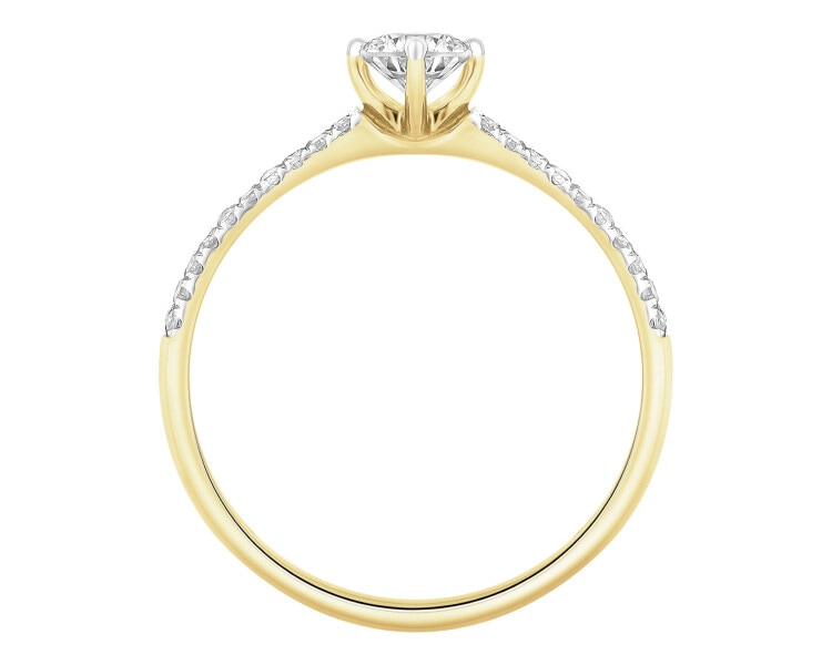 Pierścionek z żółtego złota z diamentami - 0,52 ct - próba 585