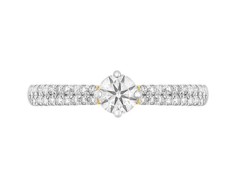 Pierścionek z żółtego złota z diamentami - 0,52 ct - próba 585