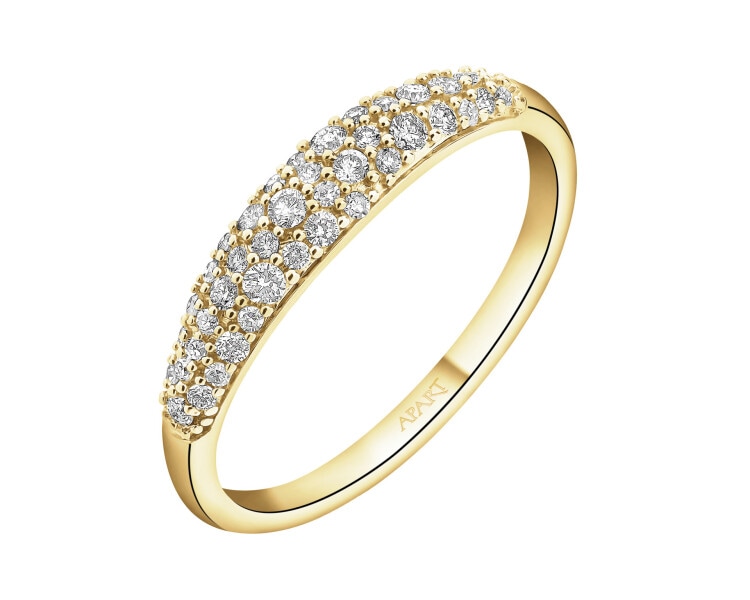 Pierścionek z żółtego złota z diamentami - 0,26 ct - próba 585