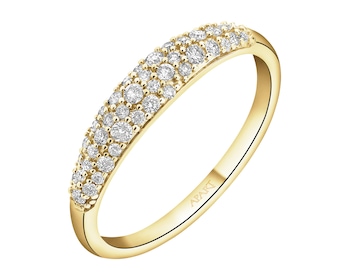 Pierścionek z żółtego złota z diamentami - 0,26 ct - próba 585