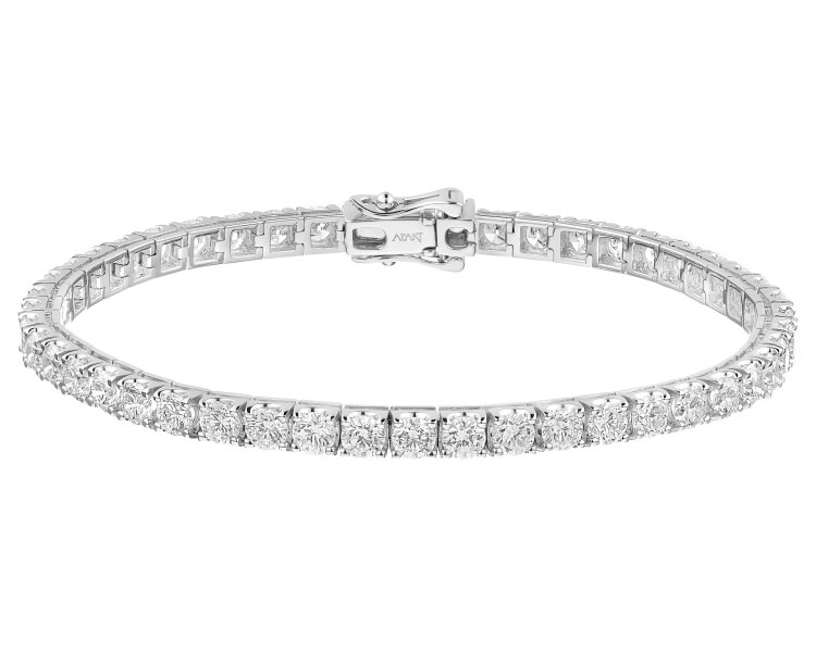 18 K Rhodium-Plated White Gold Bracelet with Diamonds - 8,60 ct - fineness 18 K
