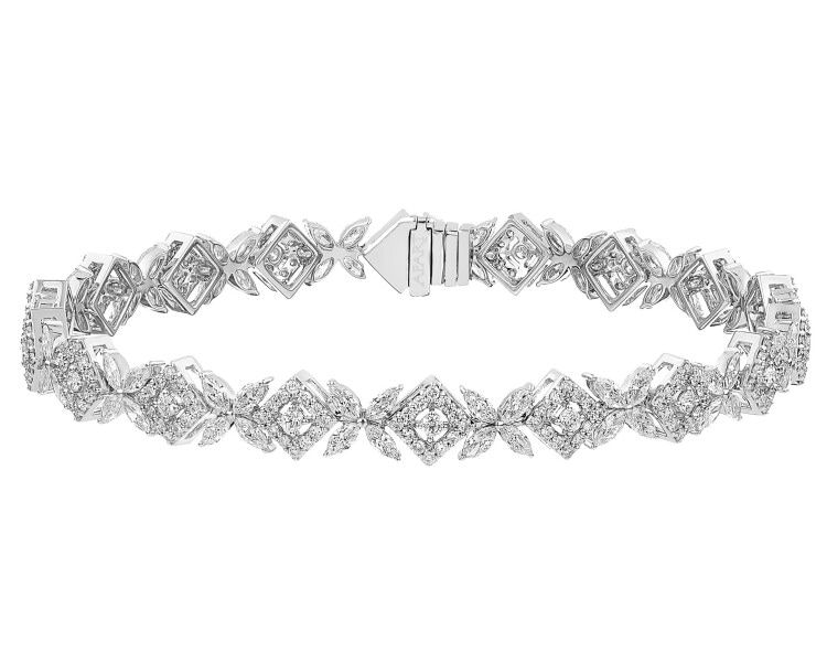 Bransoletka z białego złota z brylantami - 18 cm - 4,33 ct - próba 750