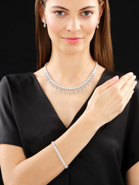 Náramek z bílého zlata s brilianty - 18 cm - 4,33 ct - ryzost 750