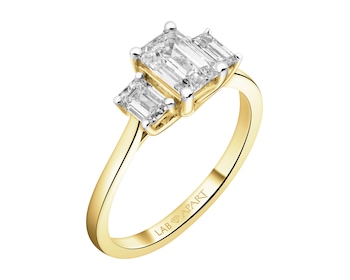 Pierścionek z żółtego złota z diamentami laboratoryjnymi - 1,53 ct - próba 750