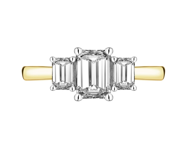 Pierścionek z żółtego złota z diamentami laboratoryjnymi - 1,53 ct - próba 750