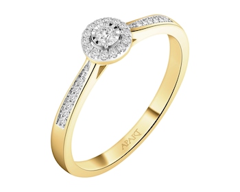 Pierścionek z żółtego złota z brylantami - 0,12 ct - próba 585