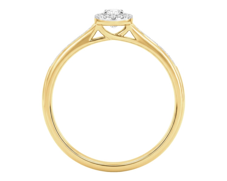 Pierścionek z żółtego złota z brylantami - 0,12 ct - próba 585