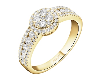 Pierścionek z żółtego złota z brylantami - 0,70 ct - próba 585