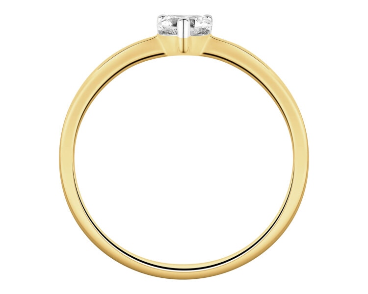 Pierścionek z żółtego złota z diamentem - serce - 0,26 ct - próba 585