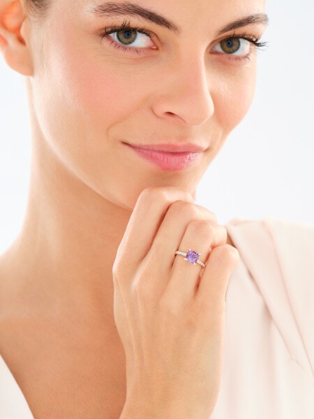 14 K Rhodium-Plated Yellow Gold Ring  - fineness 14 K
