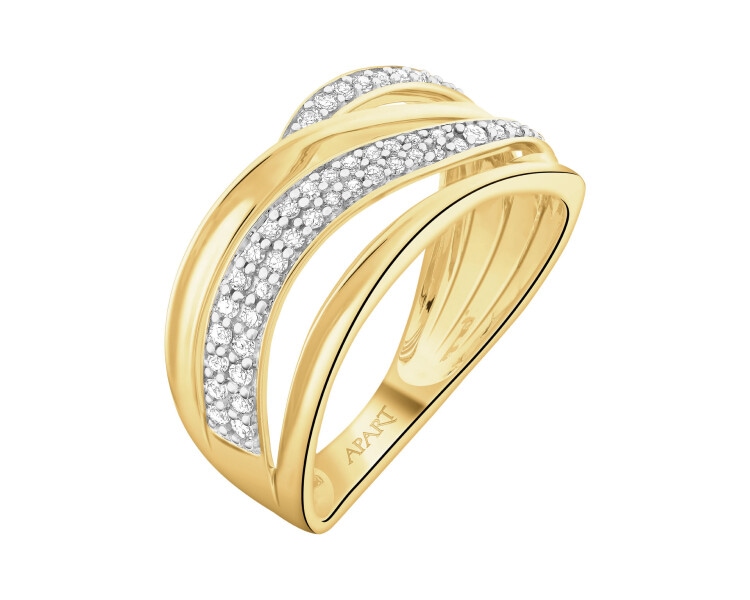 Pierścionek z żółtego złota z diamentami - 0,20 ct - próba 585