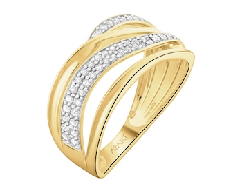 Pierścionek z żółtego złota z diamentami - 0,20 ct - próba 585