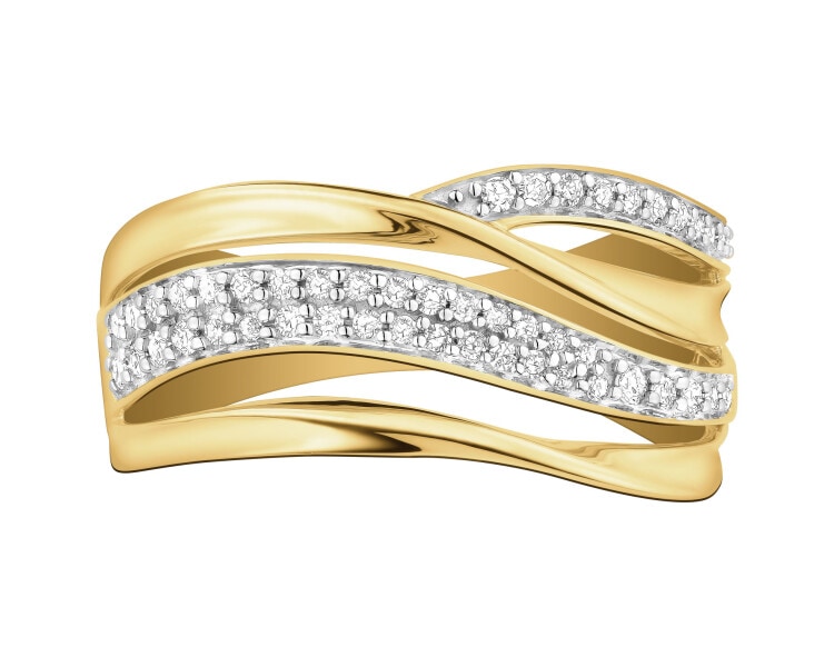 Pierścionek z żółtego złota z diamentami - 0,20 ct - próba 585