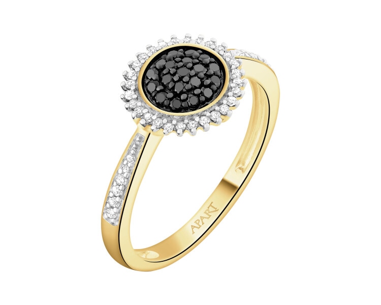 Pierścionek z żółtego złota z diamentami - 0,27 ct - próba 585
