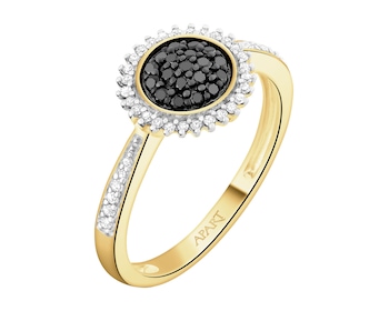 Pierścionek z żółtego złota z diamentami - 0,27 ct - próba 585