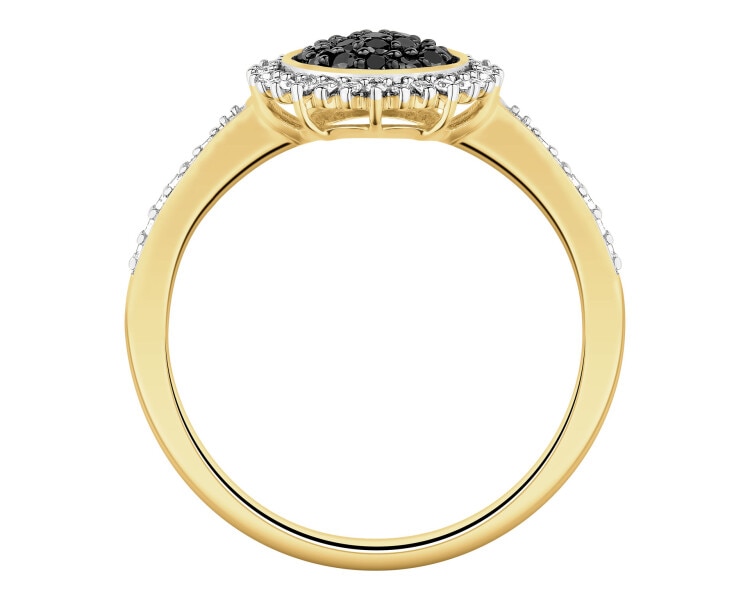 Pierścionek z żółtego złota z diamentami - 0,27 ct - próba 585