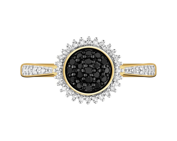 Pierścionek z żółtego złota z diamentami - 0,27 ct - próba 585