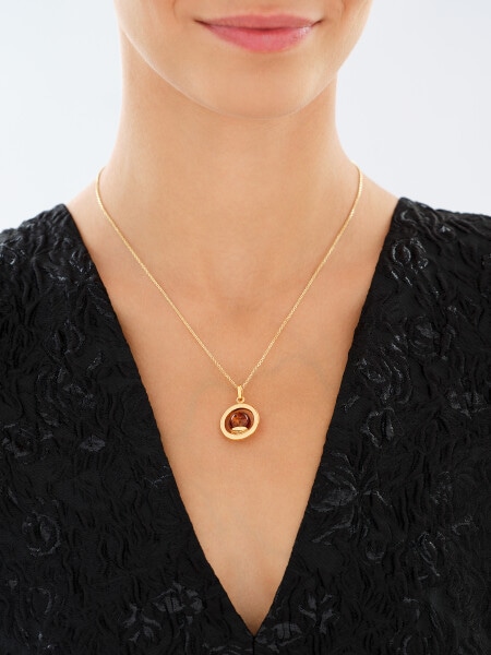 Brass Pendant with Amber