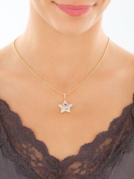 Gold-Plated Brass Necklace with Cubic Zirconia