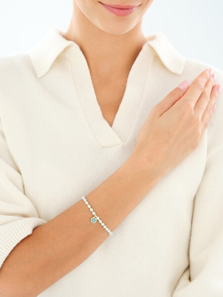 Gold-Plated Brass Bracelet with Synthetic Pearl