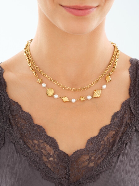 Stainless Steel Necklace with Synthetic Pearl